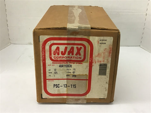 Ajax PSC-13-115 1/3 Hp AC Motor 115 Volts 1075 Rpm 48Y Frame single Phase