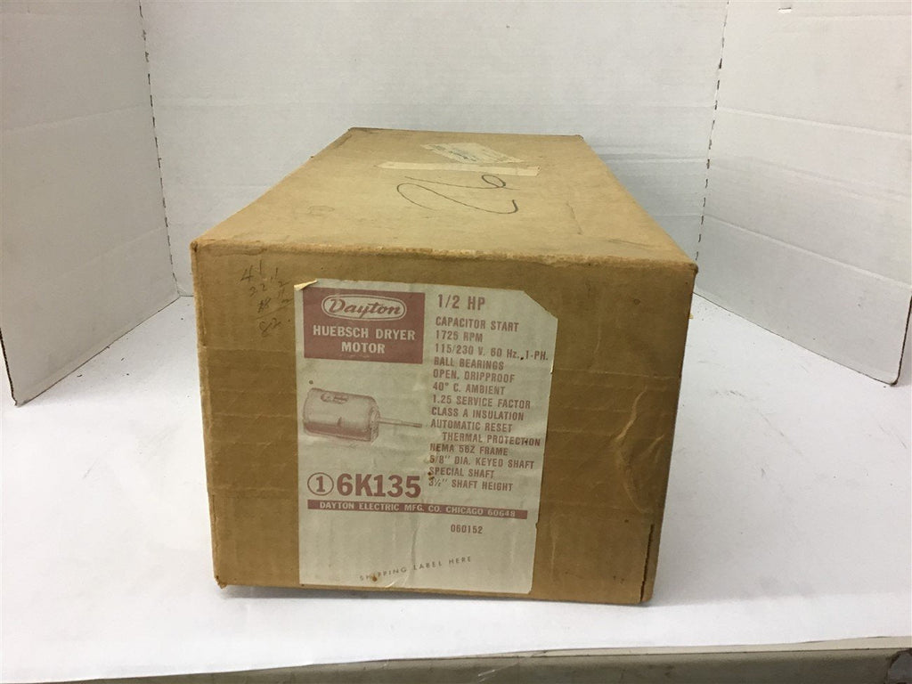 Dayton 6K135 1/2 HP AC Motor 115/230 volts 1725 Rpm