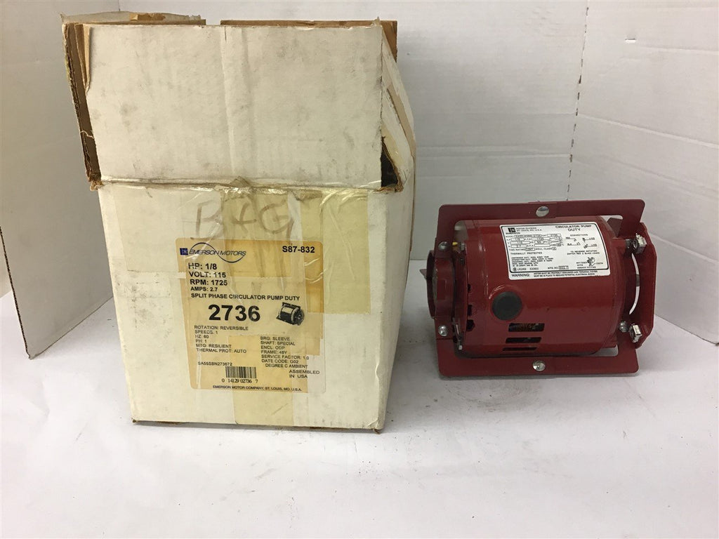 Emerson 1/8 2736 Circulator Pump Duty Motor 1725 rpm