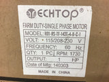 TechTop RD1-RS-TG-143T-4-B-C-1 1 HP Farm Duty Motor 115/208-230 V 1 PH 1730 Rpm