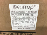 TechTop RD1-RS-TG-143T-4-B-C-1 1 HP Farm Duty Motor 115/208-230 V 1 PH 1730 Rpm