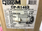 Rotom CP-R1462 3/4 HP Circulator Pump Motor 115/208/230 volts 1800 Rpm 4P