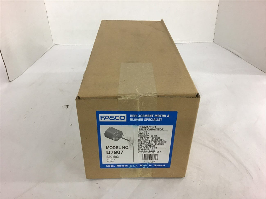 Fasco D7907 1/2 HP 208/230 Volts 1075 Rpm 1 Speed 3.7 Amps