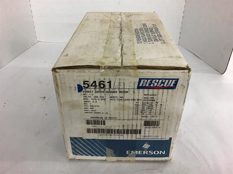 Emerson 5461 1/2 HP Blower Motor 208-230 Volts 1075 Rpm 4Speed Single Phase