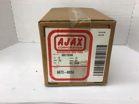 Ajax A673-48/56 1/2 HP AC Motor 115 volts 1725 rpm 56Y Single Phase