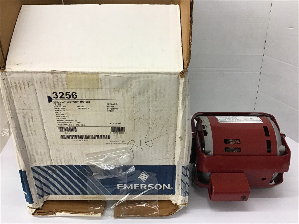 Emerson 3256 1/6 HP Pump Motor 115 volts 1725 Rpm 4P Single Phase