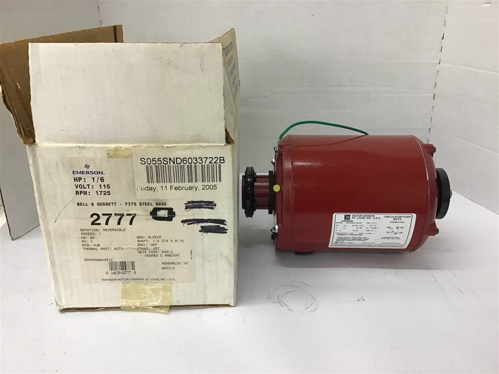 Emerson 2777 1/6 HP AC Motor115 volts 1725 Rpm