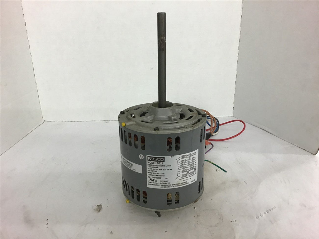 Fasco D728 3/4-1/2-1/3 Hp 115 volts 1075 Rpm 3 Speed Single Phase
