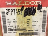 Baldor GPP7452 1/4 HP DC Gear Motor 90 VDC