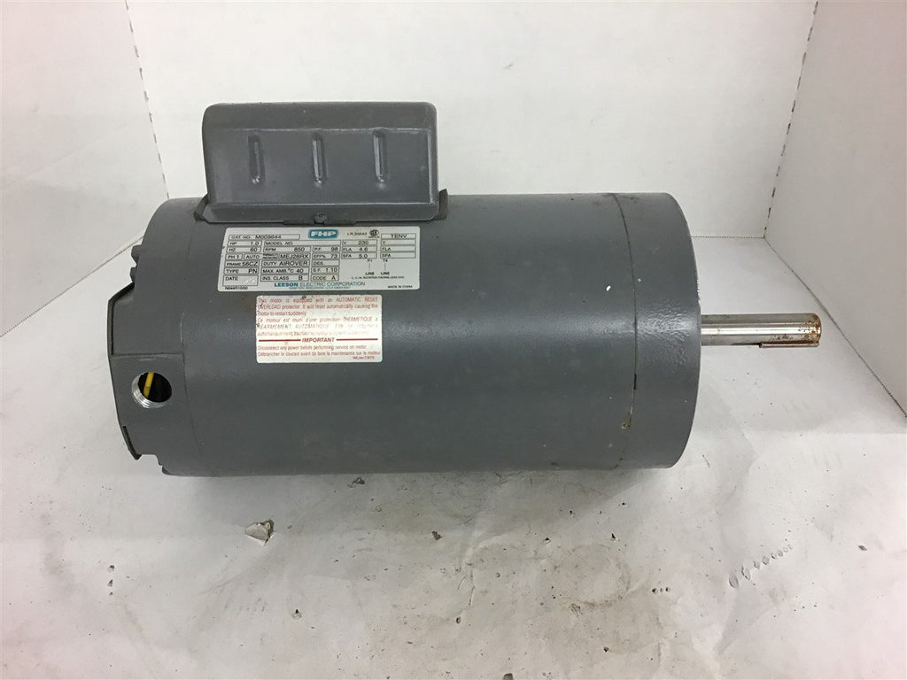 Leeson M009644 1 Hp AC Motor 230 Volts 850 Rpm 56CZ Frame TENV