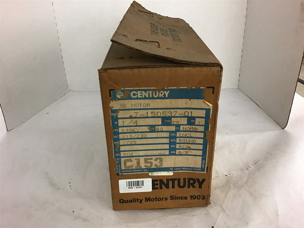 Centrury 7-150537-01 1/4 Hp AC Motor 115/230 Volts 1725 Rpm Single Phase