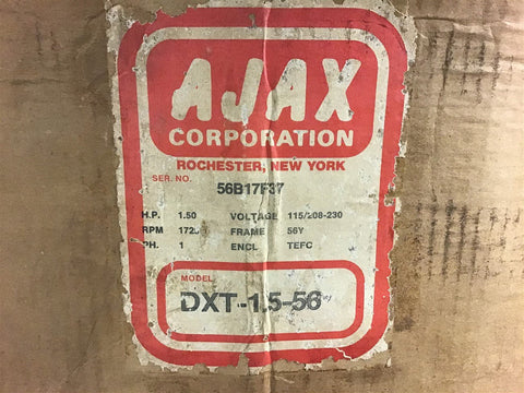 Ajax 56B17F37 1 1/2 Hp AC Motor 115/208-230 Volts 1725 Rpm 4P 56Y Frame