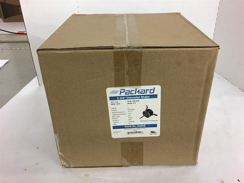 Packard 43788 1/2 HP AC Motor 208-230 volts 1075 Rpm 4.2 Amps