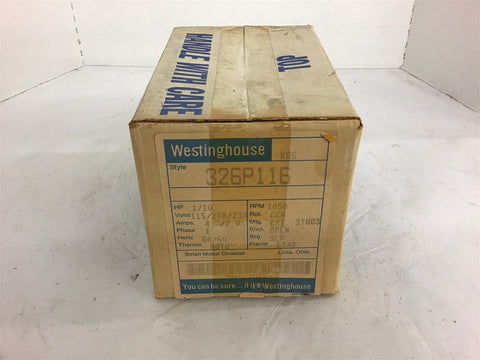 Westinghouse 326P116 1/10 HP AC Motor 115/208/230 volts 1050 Rpm Single Phase