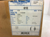 A.O. Smith 612 1/20 Hp AC Motor 115/230 volts 1550 rpm 42Y Frame single Phase