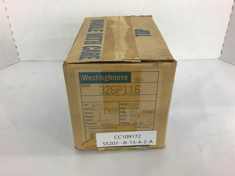 Westinghouse 326P116 1/10 HP AC Motor 115/208/230 volts 1050 Rpm