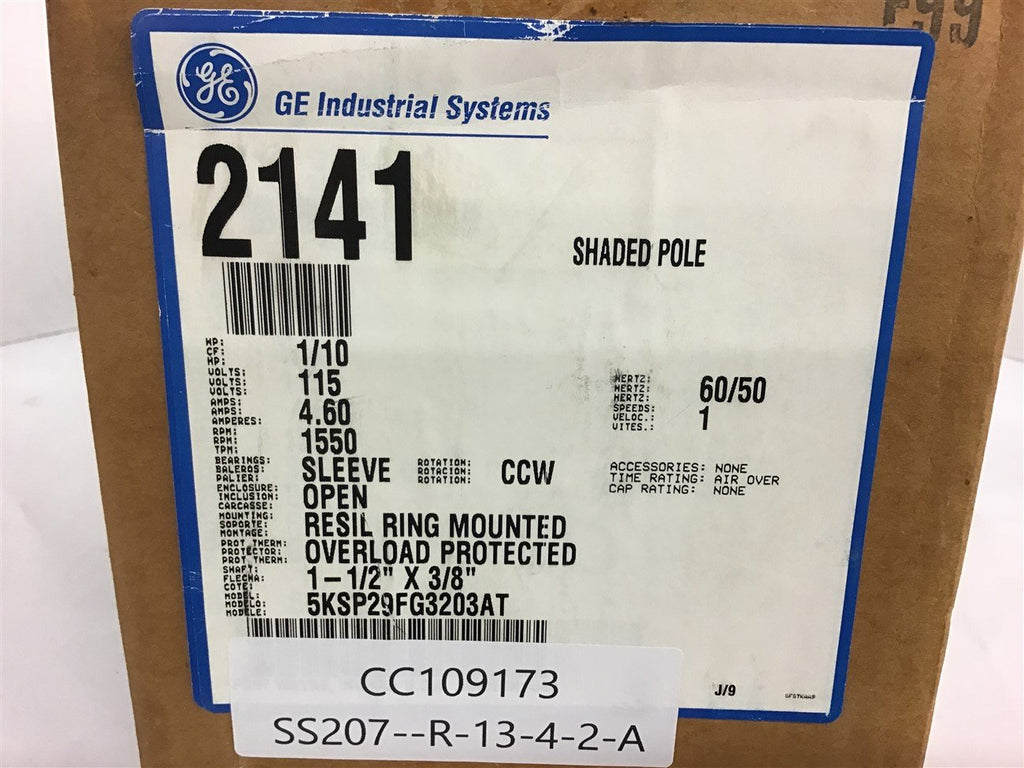 GE 5KSP29FG3203AT 1/10 HP AC Motor 115 Volts 1550 Rpm