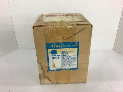 Fasco D207 1/30 HP AC Motor 230 Volts 3000 Rpm 1 Speed