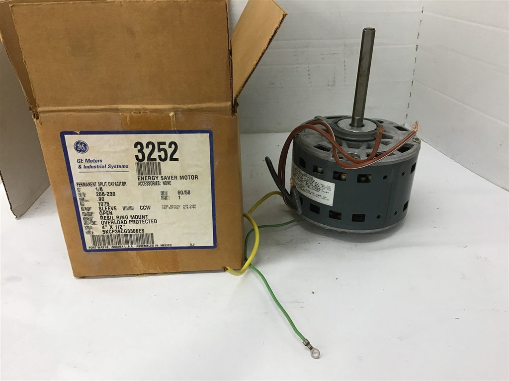 GE 5KCP39CG3306ES 1/6 Hp AC Motor 208-230 volts 1075 rpm Single Phase