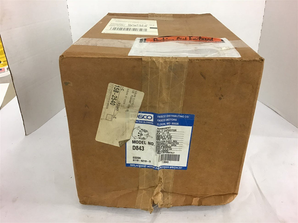 Fasco D843 1/4-1/5 Hp 208-230 Volts motor 1075-870 Rpm