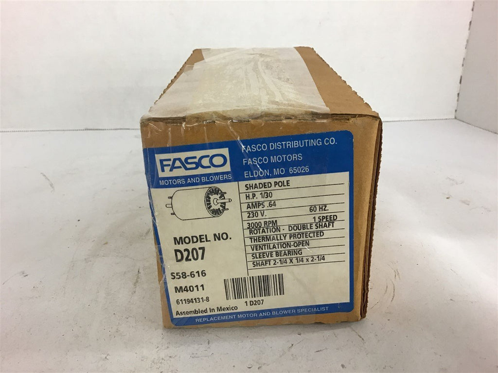 Fasco D207 1/30 HP 230 Volts Motor 3000 Rpm 1 Speed