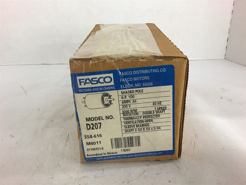 Fasco D207 1/30 HP 230 Volts Motor 3000 Rpm 1 Speed