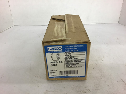 Fasco D207 1/30 HP 230 Volts 3000 Rpm Single Speed .64 Amp
