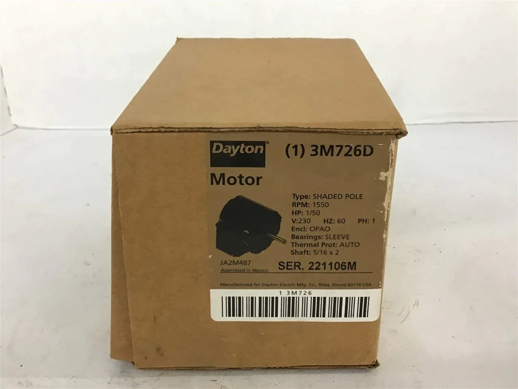 Dayton 3M726D 1/50 HP 230 Volt Motor 60 HZ Single Phase