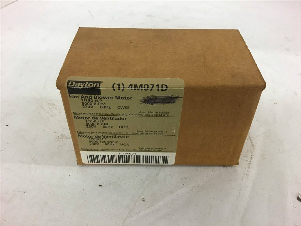 Dayton 4M071D 1/150 HP Motor 230 Volts 3000 Rpm