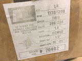 Packard 70402 1/4 HP AC Motor 208/230 Volts 1330/1200 Rpm 2 Speed