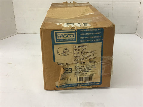 Fasco D923 1/3-1/4-1/5 HP Blower Motor 208/230 volts 1075 Rpm 3 Speed