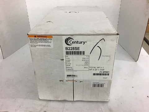 Century B228SE 1.0 Hp Motor230/115 Volts 3450 Rpm 56J Frame