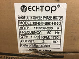 Techtop RD1-RS-TF-56HC-4-B-C-2 2 HP Farm Duty Motor 115/205-230 volts 1800 Rpm