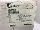 Century SK1152 1 1/2 HP Motor 230/115 Volts 3450 Rpm 56C Frame