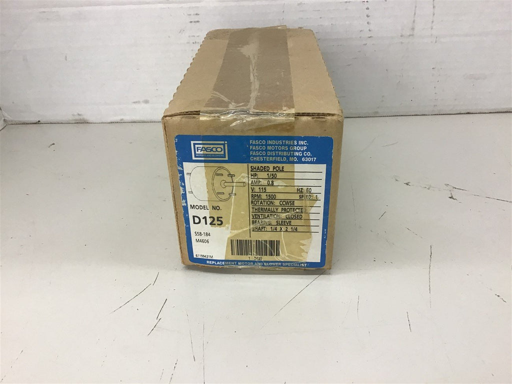 Fasco D125 1/50 HP Blower Motor 115 volts 1500 rpm 1 Speed