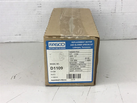 Fasco D1109 1/100 HP Motor 115 volts 1550 rpm 1 speed