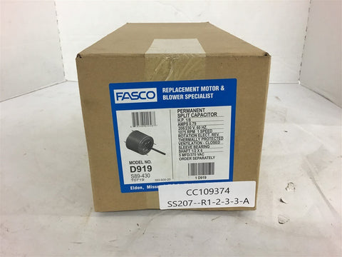 Fasco D919 1/8 HP Fan Motor208/230 volts 1075 Rpm Single Speed