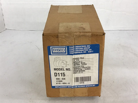 Fasco D115 1/12 HP Fan Motor 115/230 volts 1550 Rpm Single Speed