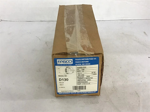 Fasco D130 1/40 Hp Fan Motor 115 volts 1550 Rpm 1 Speed