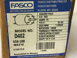 Fasco D402 1/60 HP AC Motor 115 volts .75 Amps 3000 Rpm 1 Speed