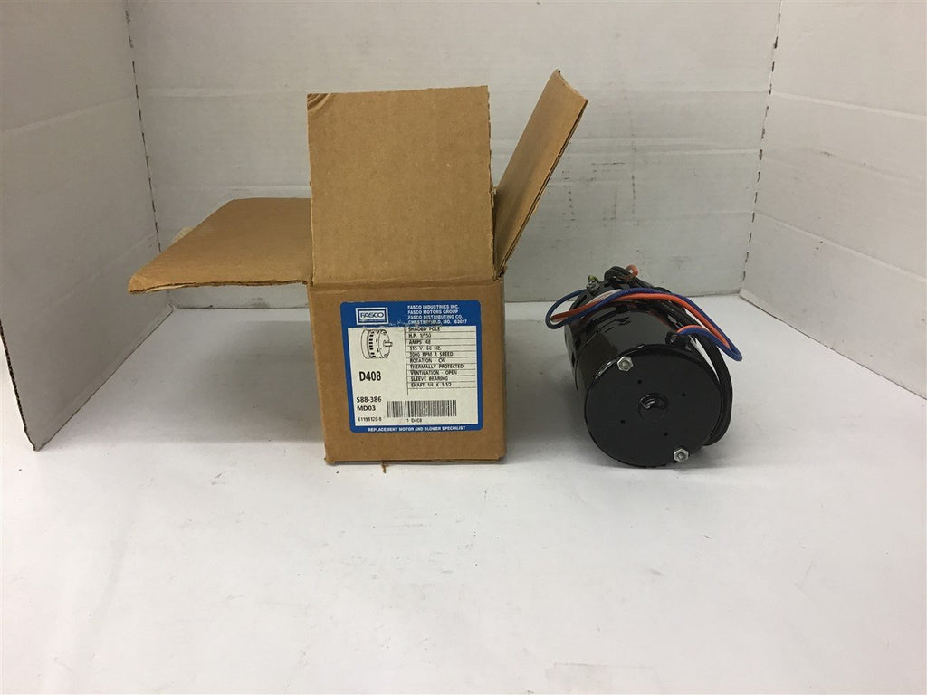 Fasco D408 1/150 HP AC Motor 115 volts 3000 Rpm .48 Amps 1 Speed