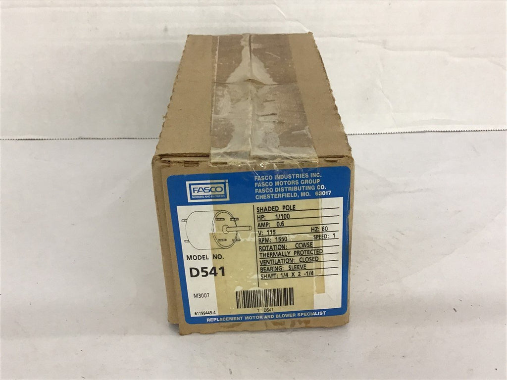 Fasco D541 1/100 Fan Motor 115 Volts 1550 Rpm