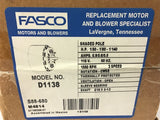 Fasco D1138 1/50-1/80-1/140 HP AC Motor 115 Volts 1550 Rpm 3 Speed