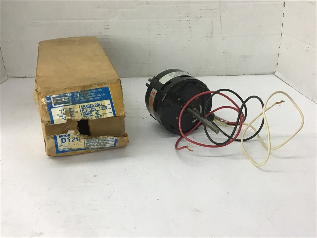 Fasco D129 1/25-1/200 HP 115 Volts AC Motor 1500 Rpm 2 Speed