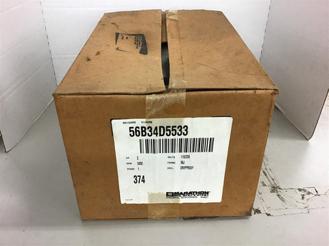 Marathon 6UA56B34D5533B 2 HP AC Motor 115/230 Volts 3600 Rpm 2P 56J Frame