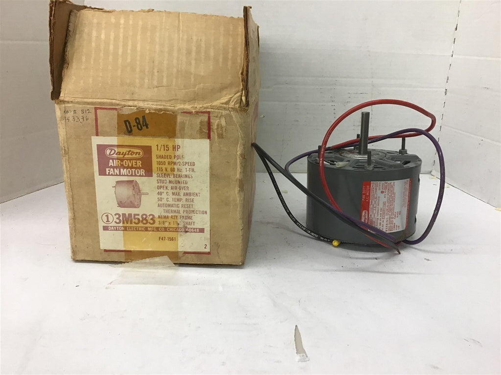Dayton 3M583 1/15 Hp AC Motor 115 volts 1050 Rpm 2 Speed