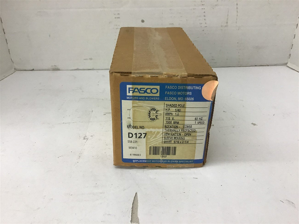 Fasco D127 1/40 HP AC Motor 115 Volts 1500 Rpm 1 Speed