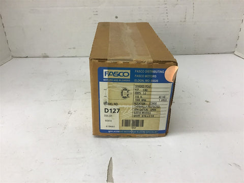 Fasco D127 1/40 HP AC Motor 115 Volts 1500 Rpm 1 Speed