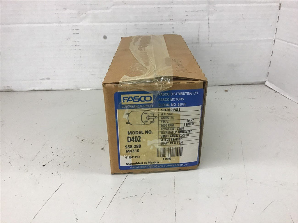 Fasco D402 1/60 HP AC Motor 115 Volts 3000 Rpm