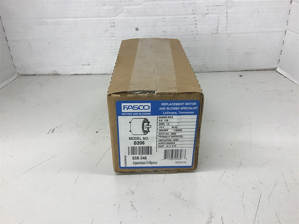 Fasco D206 1/30 HP AC Motor 115 Volts 3000 Rpm 1 Speed